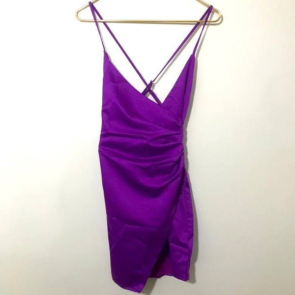 superdown Alicia Wrap Mini Dress in Purple Sz Small - Picture 2 of 6
